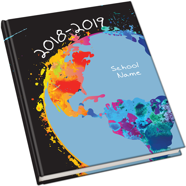 colorful world yearbook cover, creative elementary school yearbook covers