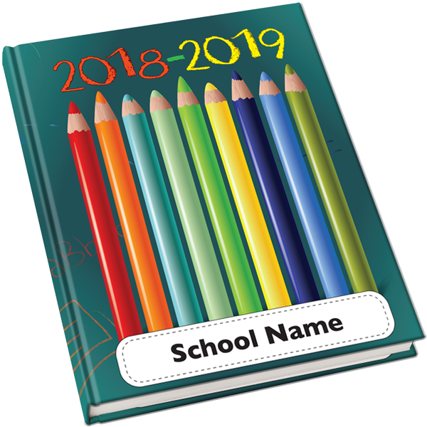 art bin yearbook theme, colored pencil elementary yearbook theme