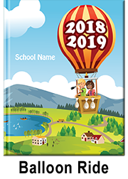 hot air balloon, elementary school yearbook cover, scenery yearbook cover