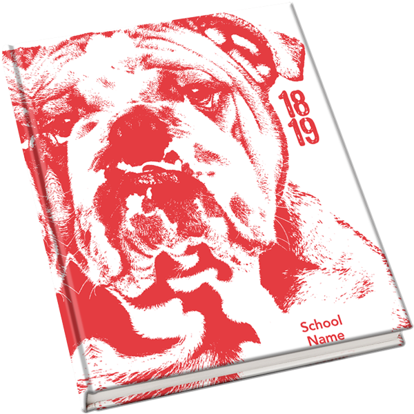 bulldog yearbook cover, animal creative cover, middle school yearbook