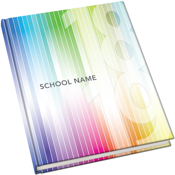 color fade yearbook theme, elementary school yearbook cover, rainbow color fade