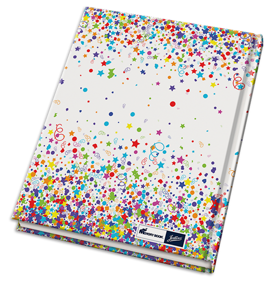 confetti celebration yearbook cover, creative yearbook covers, elementary yearbook covers