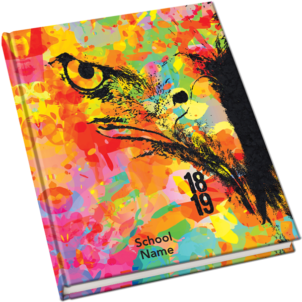 colorful eagle yearbook cover, animal yearbook cover
