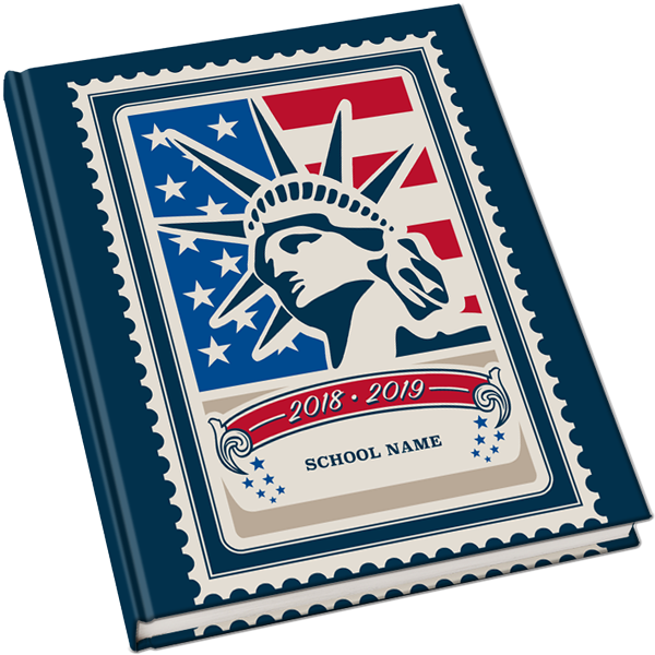 patriotic cover, fourth of july, american experience, statue of liberty, yearbook covers