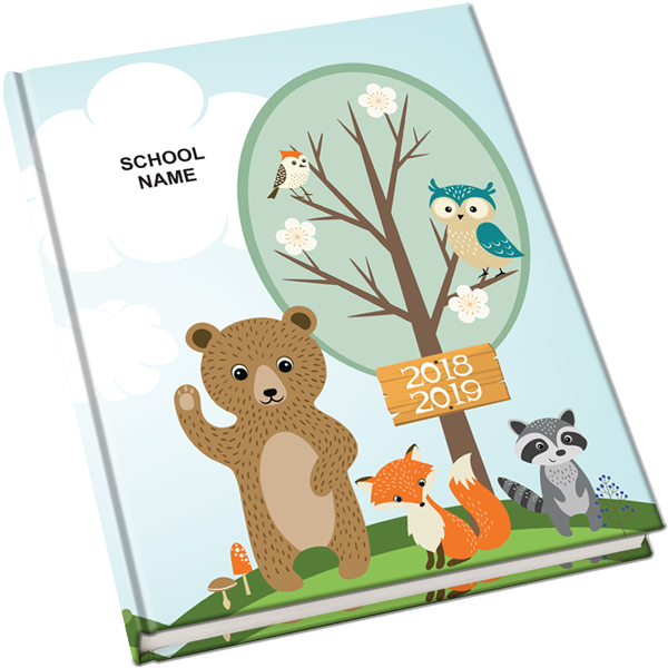 forest animals yearbook cover, animals creative theme or cover