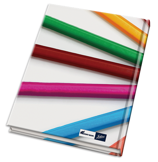 colored pencils, sharpen up school memories, elementary school yearbook cover inspiration