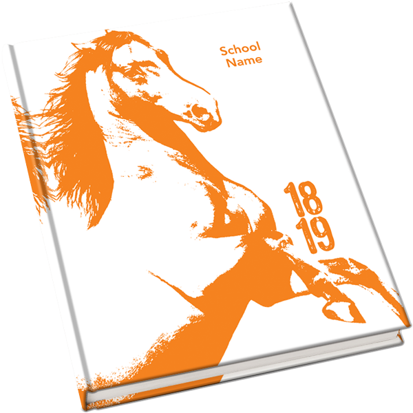 mustang yearbook cover, animal creative cover, middle school yearbook