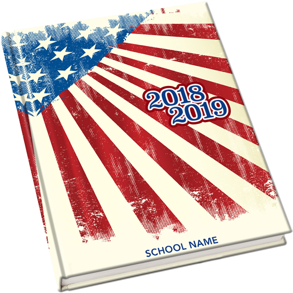 patriotic yearbook cover, american flag, elementary school yearbook cover