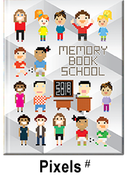 pixel people, creative school yearbook background, school kids