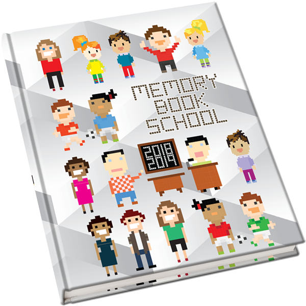 pixel people, creative school yearbook background, school kids
